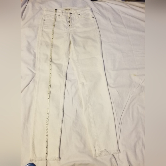 Madewell 10" High_rise Skinny Crop Color White Size 25 Button front - Picture 5 of 12